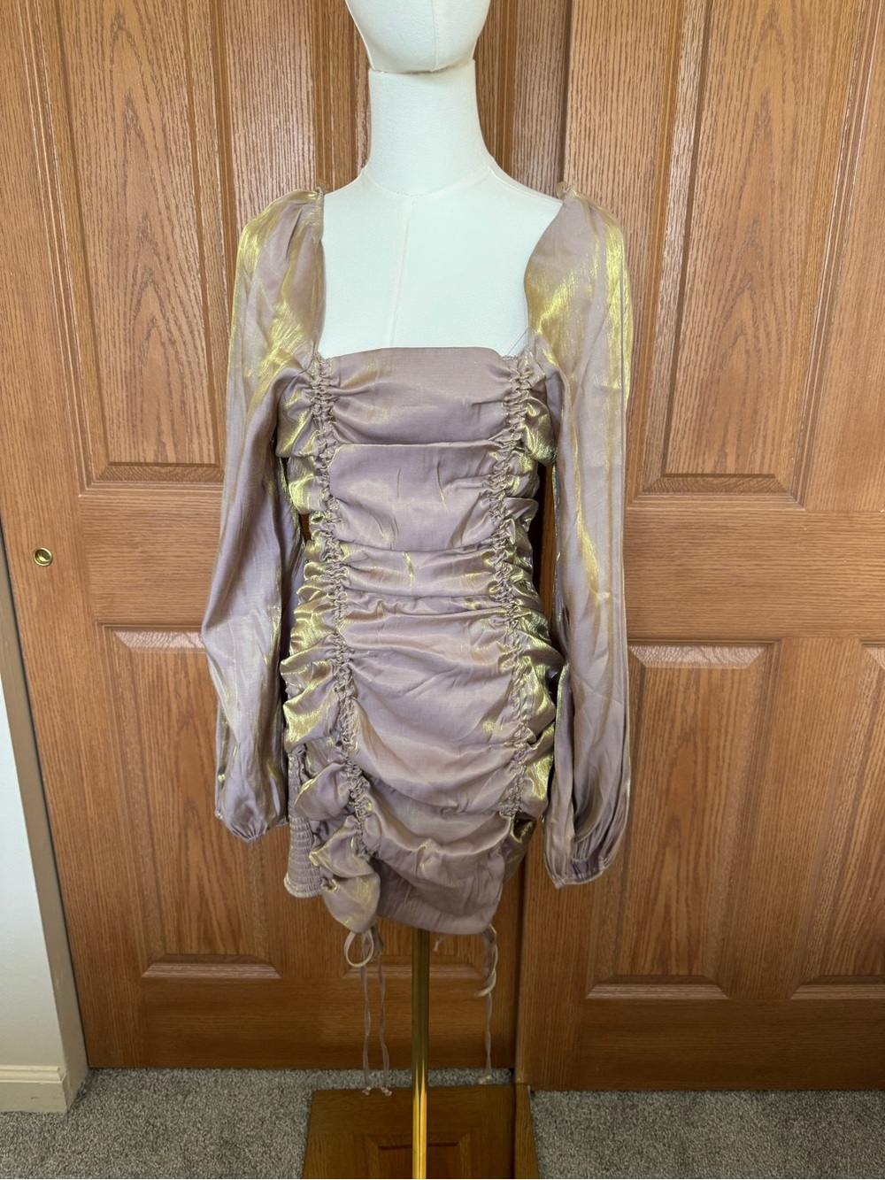 Fiestar Taupe Ribbed Top with Black Logo Tag